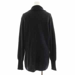 HERNO ニットカーディガン ショールカラー 長袖 カシミヤ シェルボタン 46 XL グレー 黒 ブラック GY18