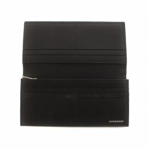 BURBERRY 長財布 二つ折り フラップ ロング レザー ノバチェック ロゴプレート 黒