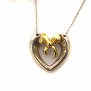 ネックレス ハート リボン ペンダント シルバー SV925 750 K18 シルバー色 アクセサリー GY18