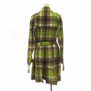 MACKINTOSH タータンチェック プリント アセテート トレンチ コート ロング 36 S 緑 グリーン GY18