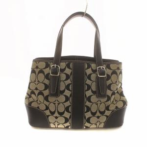 COACH トートバッグ ハンド シグネチャー キャンバス レザー ロゴ グレー 黒 ブラック GY18