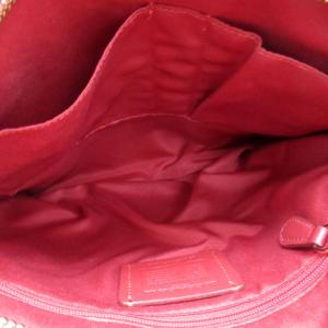 COACH ショルダーバッグ 斜め掛け シグネチャー ロゴ PVCレザー 茶 ダークブラウン 赤 レッド F38402