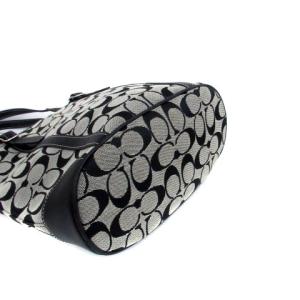 COACH トートバッグ ハンドバッグ キャンバス レザー シグネチャー柄 黒 ブラック グレー 6612