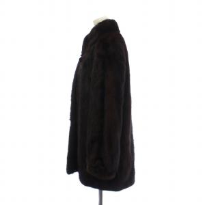SAGA MINK 銀サガ ELEGANCE L fur 毛皮コート ミンクファー ミドル 長袖 総裏地 ネーム刺繍入り F 茶 ブラウン GY18
