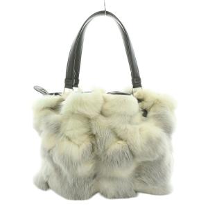 TOD'S ハンドバッグ フォックスファー ホワイト グレー