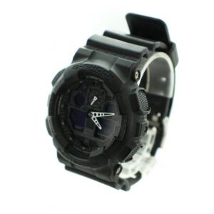 CASIO G-SHOCK 腕時計 ウォッチ クォーツ アナログ デジタル 黒文字盤 ロゴ 黒 ブラック GA-100 GY18