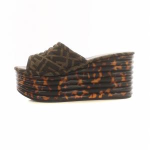 FENDI 厚底サンダル ズッカ柄 レオパード柄 36 ブラウン