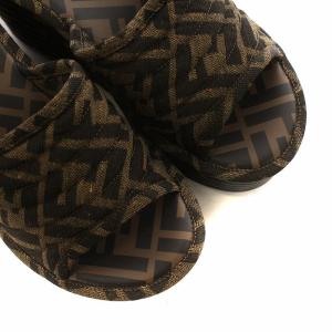 FENDI 厚底サンダル ズッカ柄 レオパード柄 36 ブラウン