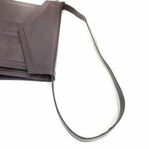 YVES SAINT LAURENT ヴィンテージ パンチング ワンショルダー バッグ レザー 茶 ブラウン GY18