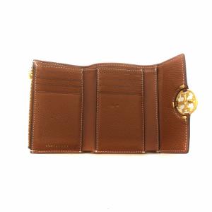 TORY BURCH ミラー MILLER 三つ折り財布 ウォレット ロゴ金具 レザー 茶 ブラウン GY18