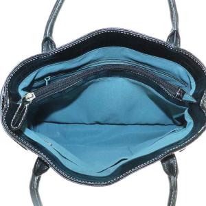 HAMANO ハンドバッグ レザー クロコ型押し オープントップ 黒 ブラック