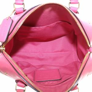 COACH ミニボストンバッグ ハンド ショルダー 2WAY PVC レザー シグネチャー 総柄 ロゴ 茶色 ブラウン ピンク F36702