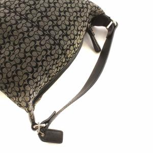 COACH ポーチ ハンドバッグ ミニシグネチャー キャンバス ロゴ レザー 黒 ブラック グレー GY18