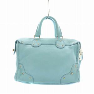 COACH ライダー24 サッチェル ハンドバッグ ショルダー 2WAY レザー ロゴ ゴールド金具 水色 ライトブルー 33690