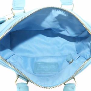 COACH ライダー24 サッチェル ハンドバッグ ショルダー 2WAY レザー ロゴ ゴールド金具 水色 ライトブルー 33690