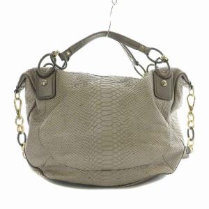 COACH エンボスド パイソン ホーボー ハンドバッグ ショルダー 2WAY レザー パイソン型押し ロゴ ゴールド金具 グレー 16833