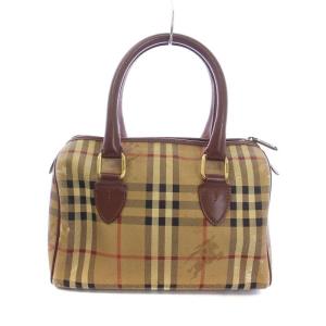 burberrys ミニボストンバッグ ノバチェック PVC レザー ブラウン ベージュ