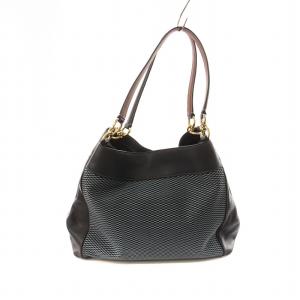 COACH F27575 ショルダー バッグ トート キャンバス レザー ロゴ 総柄 紺 ネイビー GY18