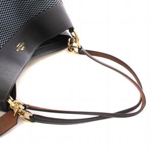 COACH F27575 ショルダー バッグ トート キャンバス レザー ロゴ 総柄 紺 ネイビー GY18