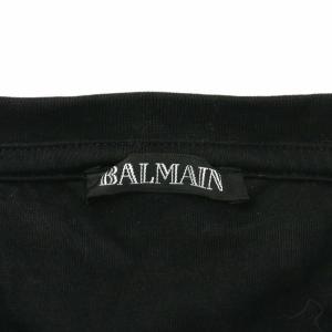 BALMAIN Tシャツ カットソー 半袖 クルーネック ロゴ プリント M 黒 ブラック