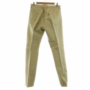 BURBERRY BLACK LABEL レザーパンツ 革パンツ ロング 5ポケット 羊革 ラムレザー 76 M ベージュ BMS55-711-43 GY11