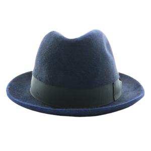 Borsalino ハット 中折れ帽 帽子 ウール ラビットファー レザー イタリア製 紺 ネイビー