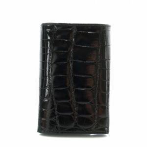 HUNTING WORLD キーケース 6連 エナメル クロコ型押し 黒 ブラック