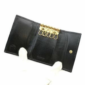 HUNTING WORLD キーケース 6連 エナメル クロコ型押し 黒 ブラック