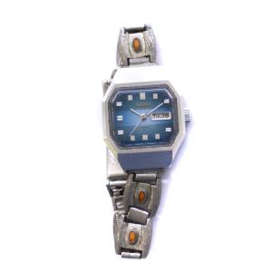 SEIKO 腕時計 ウォッチ 自動巻き デイト カレンダー付き 17石 ロゴ 青文字盤 シルバー色 2206-3060 GY18