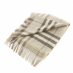 BURBERRY マフラー チェック カシミヤ グレー