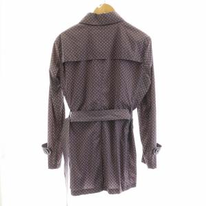 BURBERRY BLACK LABEL ステンカラーコート ハーフ ベルト ナイロン ペイズリー 総柄 M 紫 パープル D1A40-110-29