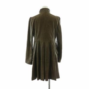 EMPORIO ARMANI レザーコート ジャケット アウター 牛革 ダブル ハイネック ミドル 40 M 茶色 ブラウン