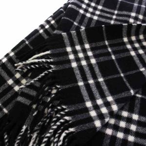 BURBERRY LONDON マフラー ストール チェック柄 フリンジ ロゴ 黒 ブラック 白 ホワイト GY18