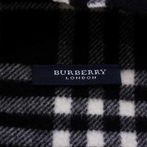 BURBERRY LONDON マフラー ストール チェック柄 フリンジ ロゴ 黒 ブラック 白 ホワイト GY18