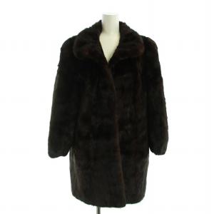 銀サガ 毛皮コート 毛皮 ダークミンクファー ロング 長袖 総裏地 大きいサイズ ネーム刺繍入り 13