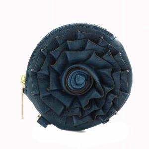 小銭入れ コインケース レザー バラ 青 ブルー