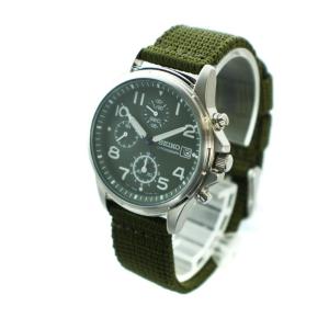 SEIKO ジャンク品 腕時計 ウォッチ クォーツ クロノグラフ ラウンド デイト カレンダー付き ロゴ 緑文字盤 シルバー色 カーキ