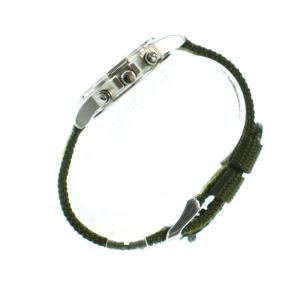 SEIKO ジャンク品 腕時計 ウォッチ クォーツ クロノグラフ ラウンド デイト カレンダー付き ロゴ 緑文字盤 シルバー色 カーキ