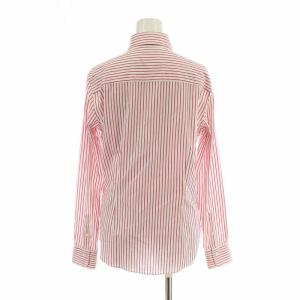 Brooks Brothers シャツ ブラウス 長袖 ストライプ ロゴ 刺繍 6 L 白 ホワイト ピンク /XZ GY11