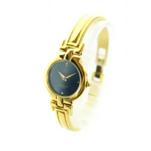 GIVENCHY ミレジム ジャンク品 腕時計 バングルウォッチ クォーツ ラインストーン 黒文字盤 ロゴ ゴールド色 GY11