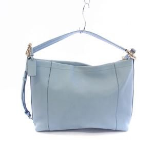 COACH ハンドバッグ ショルダー 2WAY レザー ゴールド金具 ロゴ 青 ブルー 水色 GY18