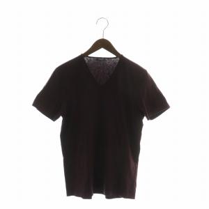 イタリア製 Tシャツ カットソー 半袖 Vネック M ワインレッド