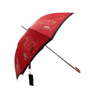 Aquascutum 雨傘 タグ付き 長傘 UVカット 紫外線対策 雨具 ロゴ 総柄 赤 レッド GY18