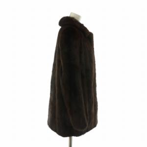 SAGA MINK 銀サガ ファーコート 毛皮 アウター ミンク ミドル 裏地総柄 13 XL 茶色 ブラウン