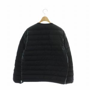ダウンジャケット アウター ナイロン ノーカラー ロゴ S 黒 ブラック