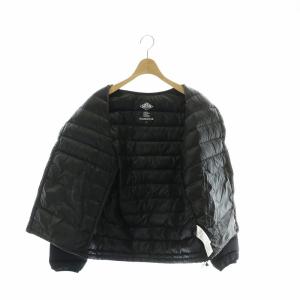 ダウンジャケット アウター ナイロン ノーカラー ロゴ S 黒 ブラック