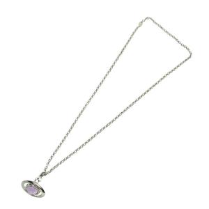 ロングネックレス サターン オーブ ラインストーン ロゴ シルバー