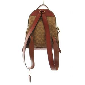 COACH 32715 リュックサック デイバッグ PVC レザー シグネチャー ロゴ 茶 ブラウン GY18