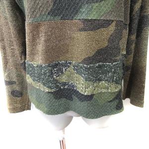 Tao カットソー 長袖 迷彩柄 カモフラ 切替 透かし編み マルチカラー