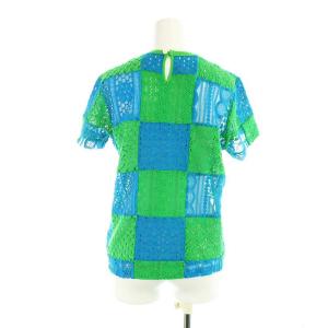 COMME des GARCONS ジュンヤ ワタナベ JUNYA WATANABE カットソー 半袖 レース 総柄 青 ブルー 緑 グリーン